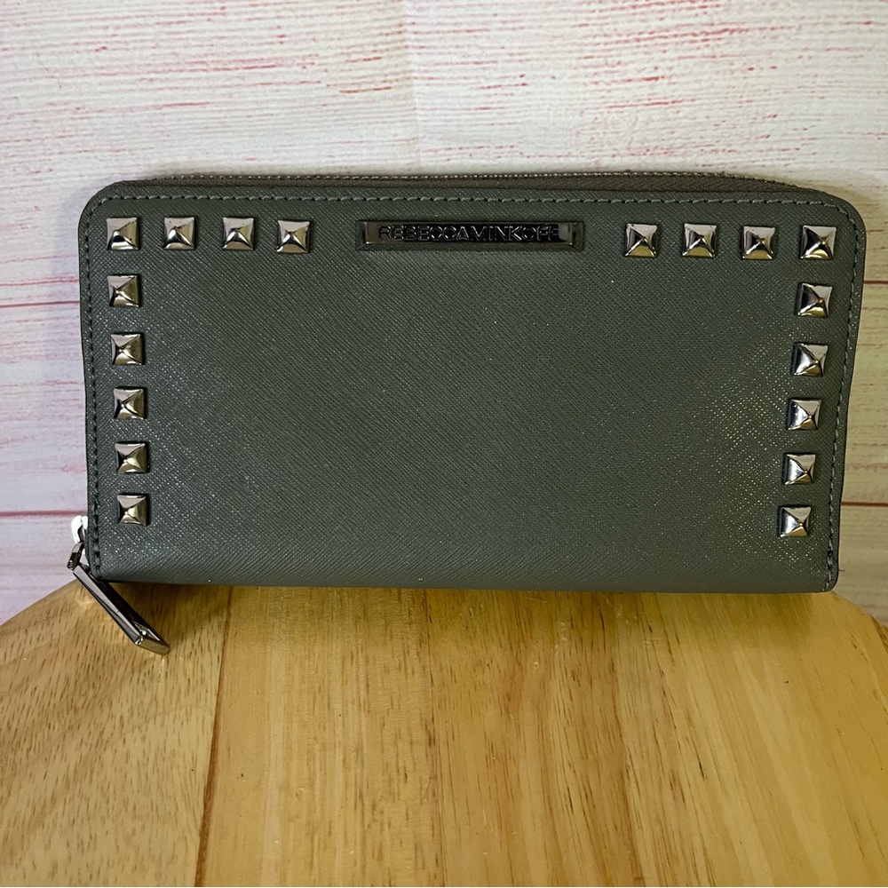 Rebecca Minkoff Gray Saffiano‎ Studded Wallet